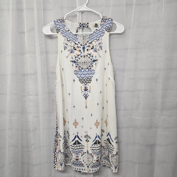 Ecote White Blue Tunic Tank Aztec Boho Festival M - Picture 8 of 11